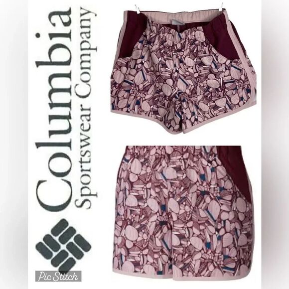 Columbia Pants - Columbia Wms Sz Sm Pink Maroon Sandy Trail Athletic Running Hiking Shorts